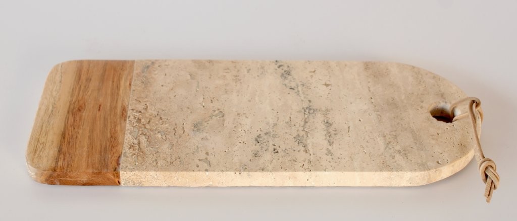 BEIGE MARBLE & WOOD BOARD  38X15.5CM